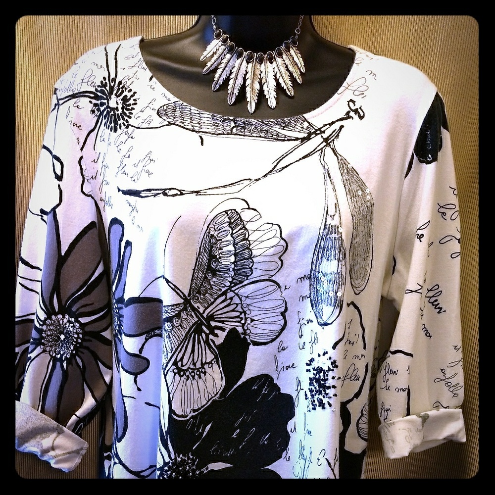 Chico's Floral Shirt W/Sequin Accent